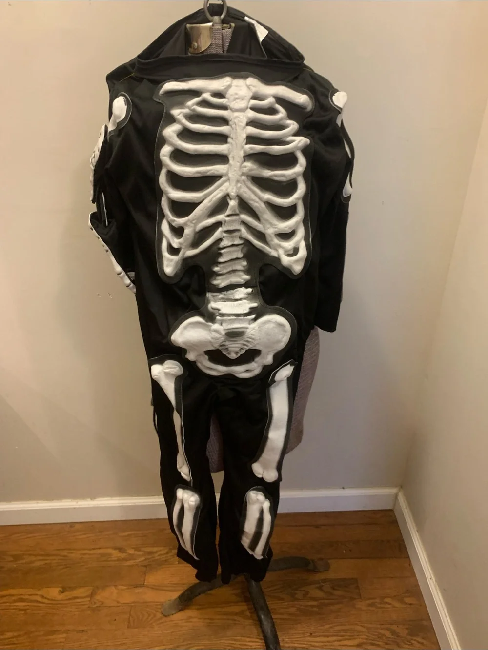 Kids Black Skeleton Costume with White Bone Print